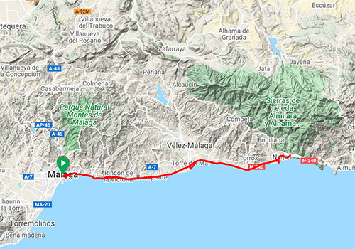 Cycling route along the coast Malaga – Nerja