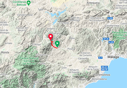 Cycling routes and maps around Malaga – Mountain pass Puerto Martinez