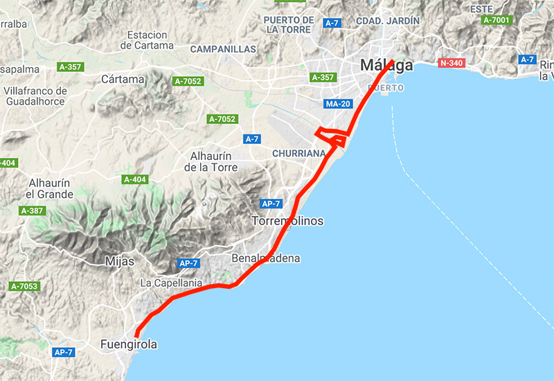 Bike path to the West Coast of Malaga