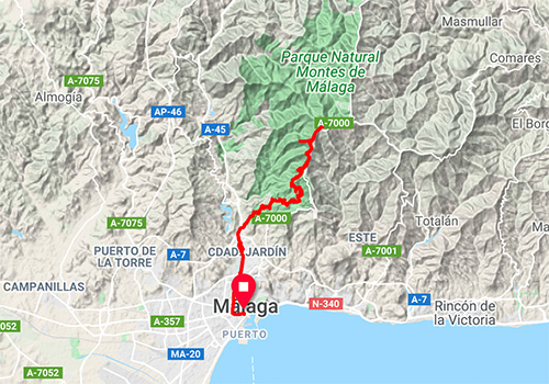 MTB bike paths Malaga – Montes de Malaga – Fuente de la Reina map